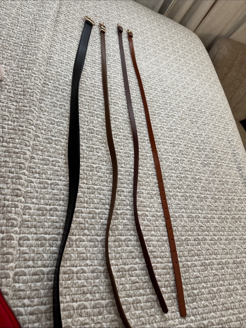 H&M Black, Dark Brown, Brown and Tan Women's Slim Leather Belts - Set of 4